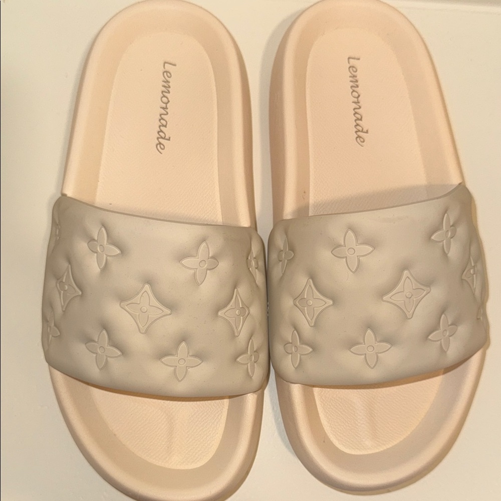 Lemonade Beige Slide Sandals